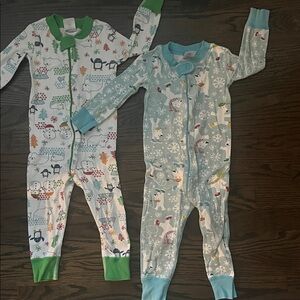 Hanna Anderson Kids one piece pajamas- Green and Blue